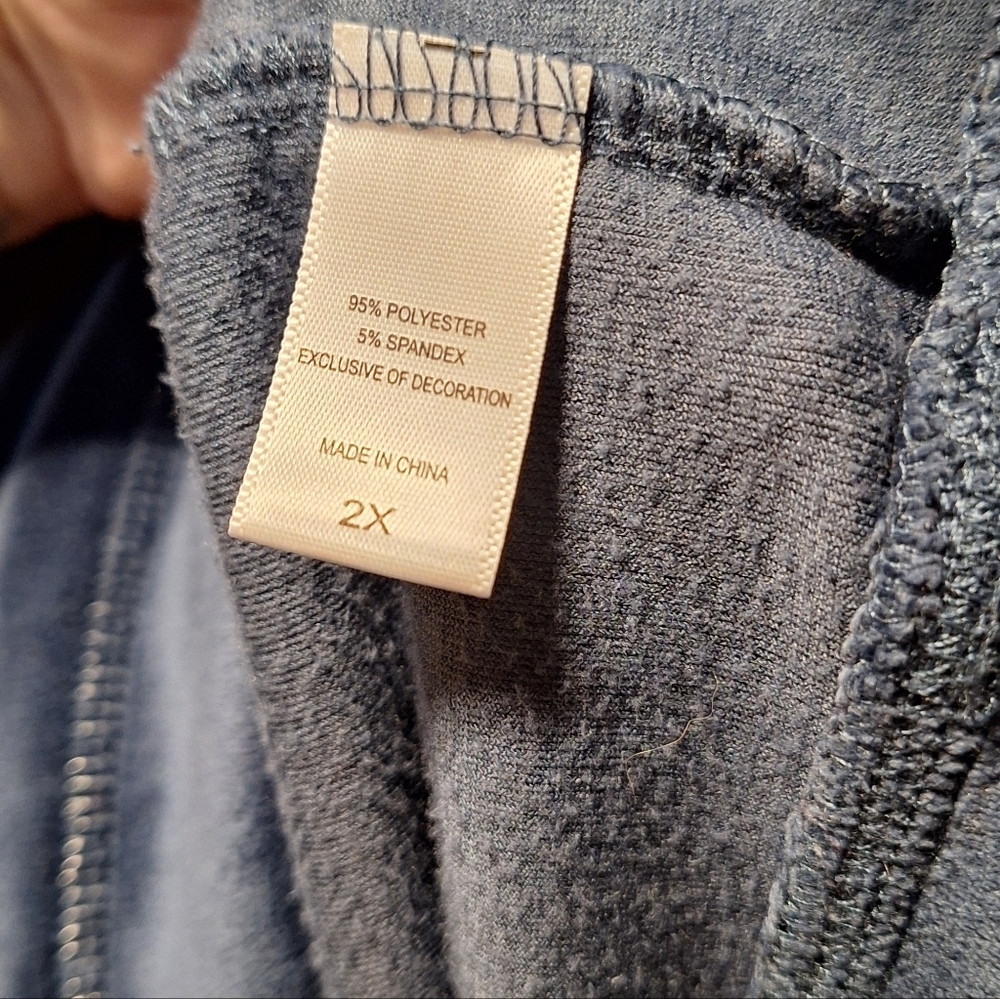 Muk Luks Cornflower Blue Velour Sweatshirt Pajama 2XL - Picture 2 of 3